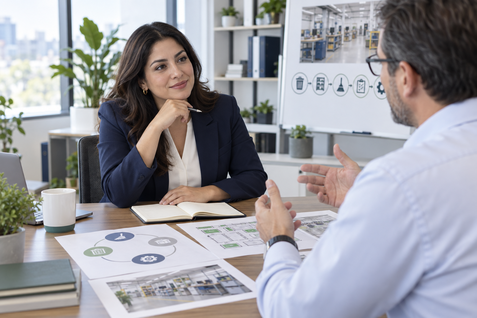 Consultora y representante de una empresa planeando una capacitación